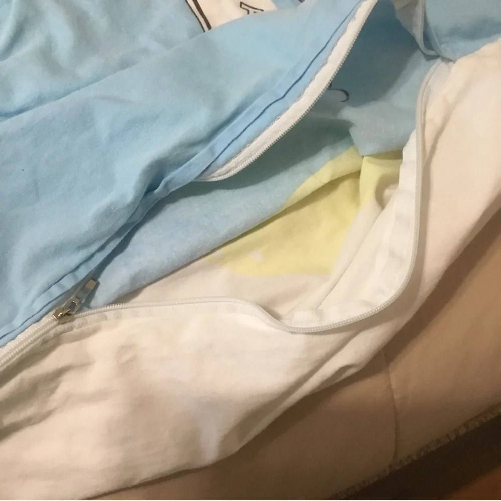 Pleasant Goat & Big Bad Wolf Full Duvet Cover Light Blanket HTF RARE Blue White